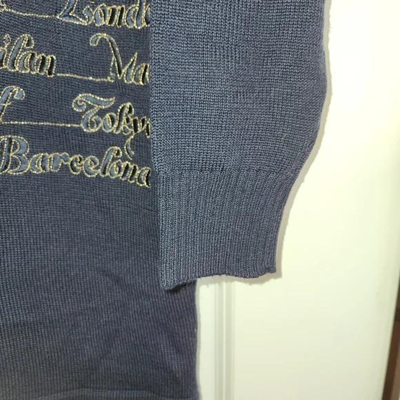 Vintage Stephanie by Suzelle Navy Wool Blend Dress Size M Destinations Details - Picture 3 of 12